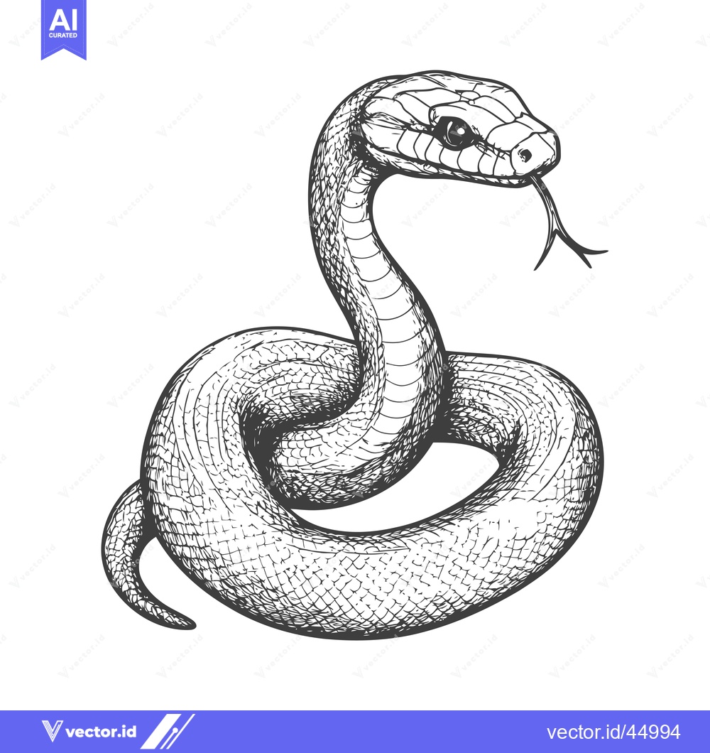 Premium Vector dari Hand-drawn illustration of a coiled snake with its head raised