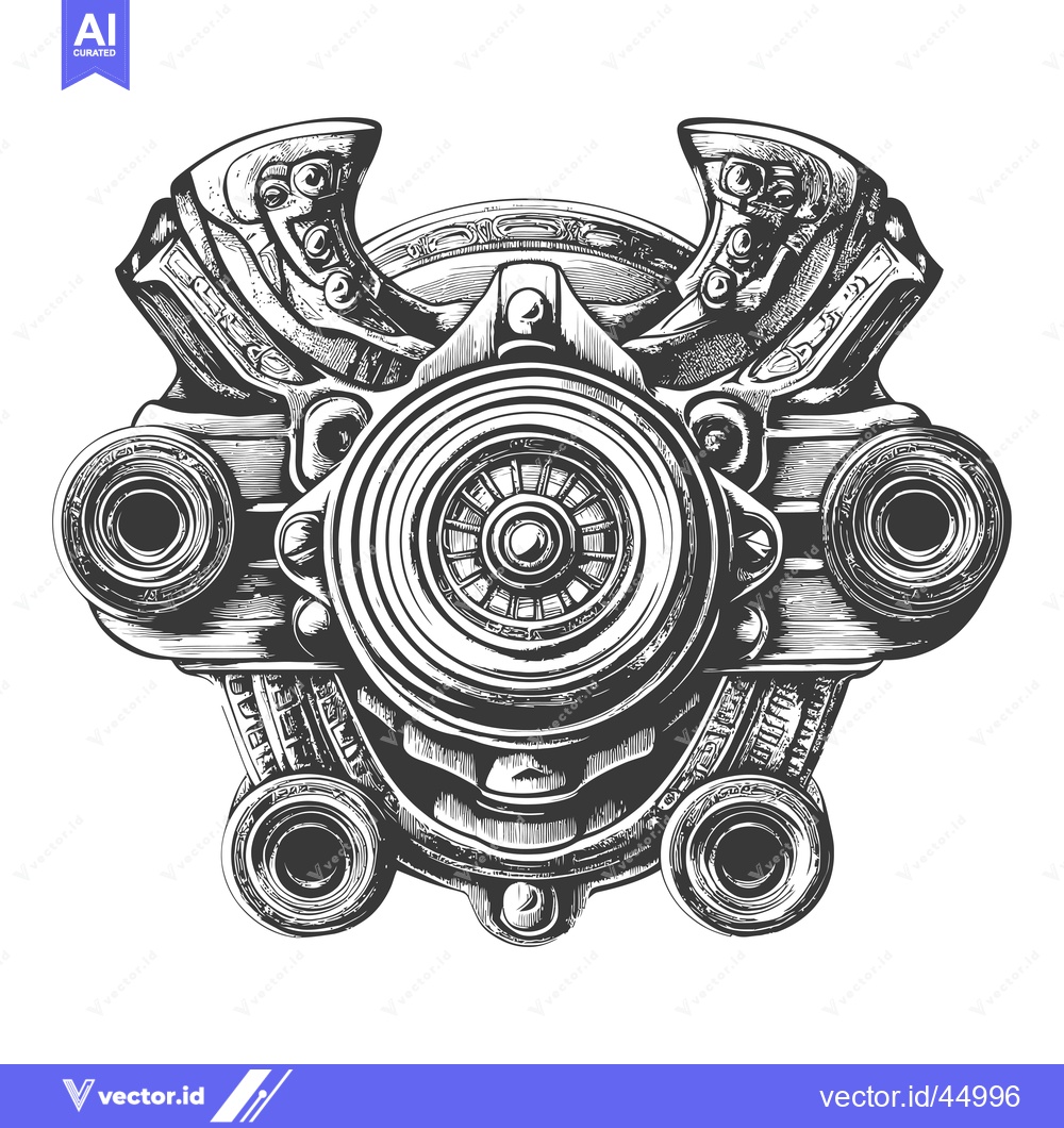 Premium Vector of Hand-drawn Illustration of a Complex, Circular Mechanical Device