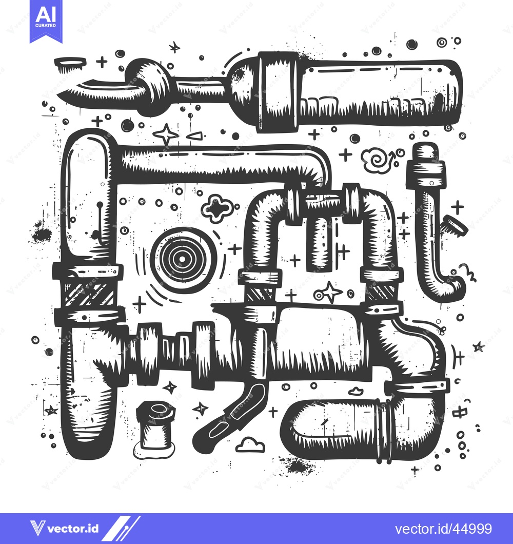 Premium Vector dari Hand-drawn illustration of a complex network of interconnected pipes