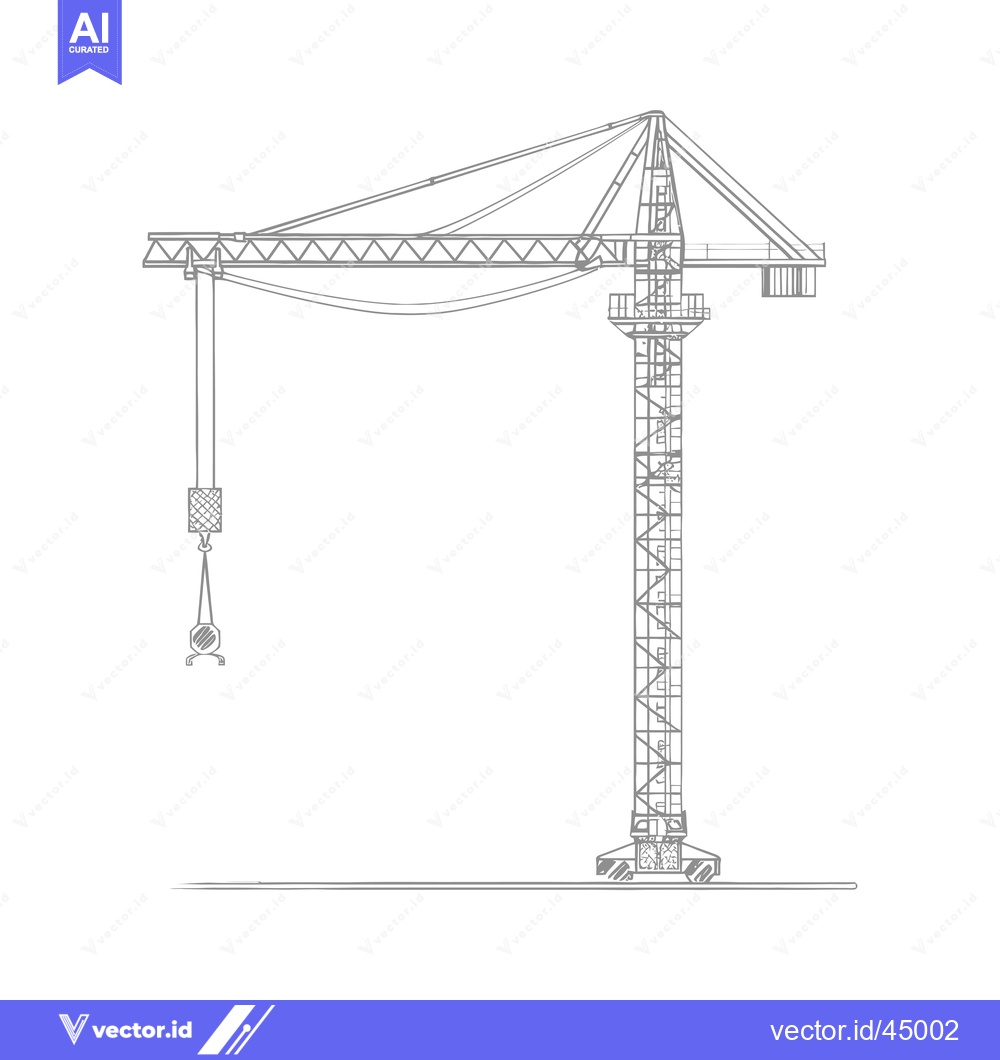 Premium Vector of Hand-drawn Illustration of a Construction Crane