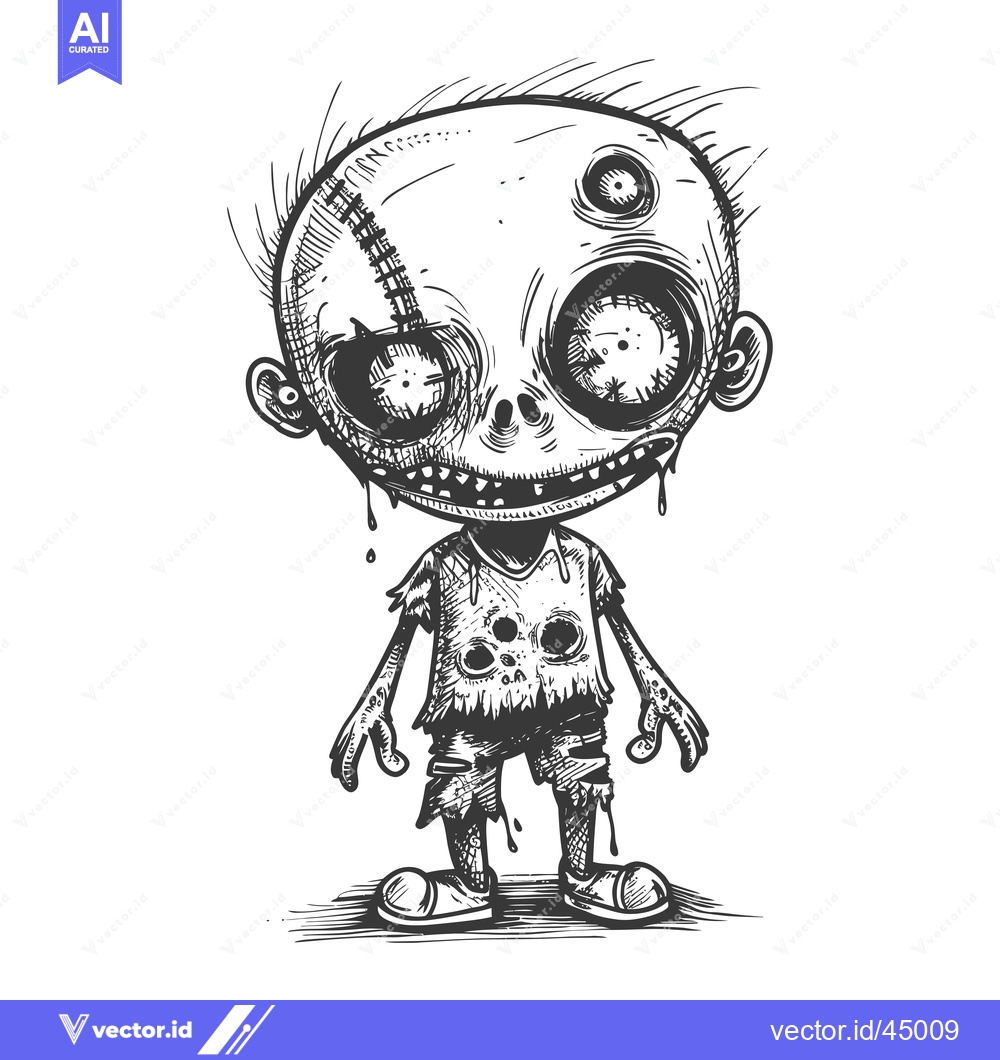 Premium Vector of Hand-drawn illustration of a creepy zombie child