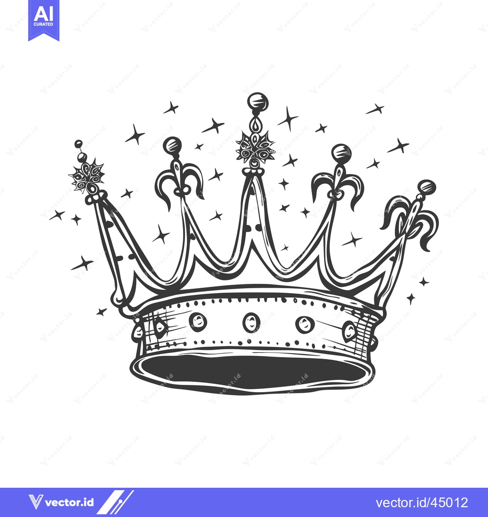 Premium Vector dari Hand-Drawn Illustration of a Crown with Ornate Details and Stars