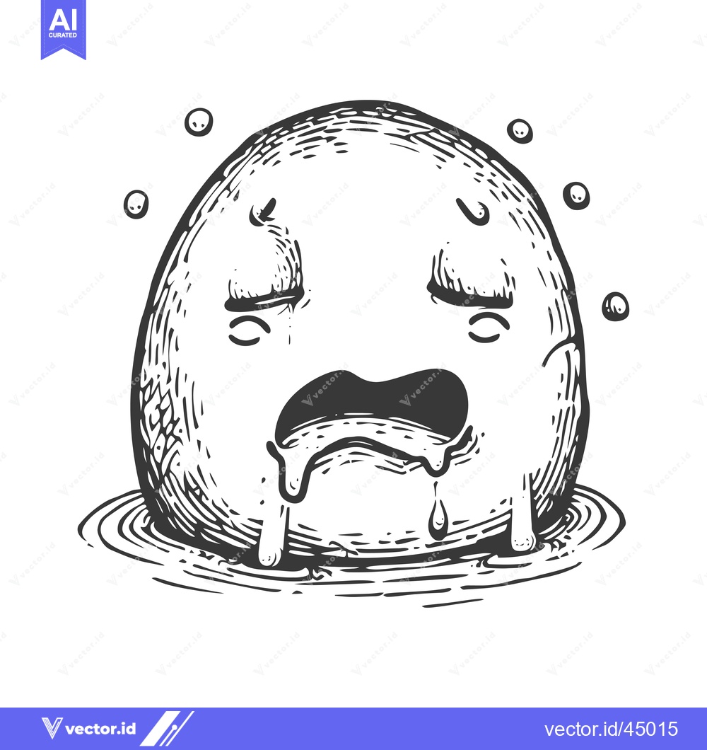 Premium Vector dari Hand-drawn Illustration of a Crying Round Character with Drool