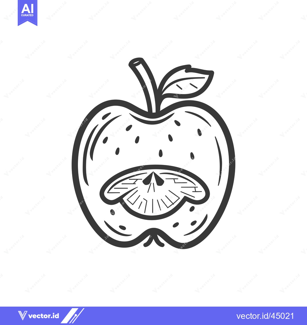 Premium Vector dari Hand-drawn Illustration of a Cut Apple with a Single Slice