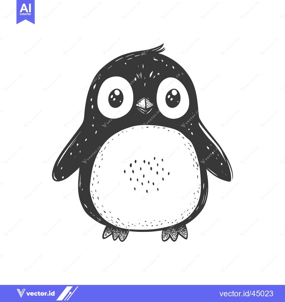 Premium Vector dari Hand-Drawn Illustration of a Cute Cartoon Penguin