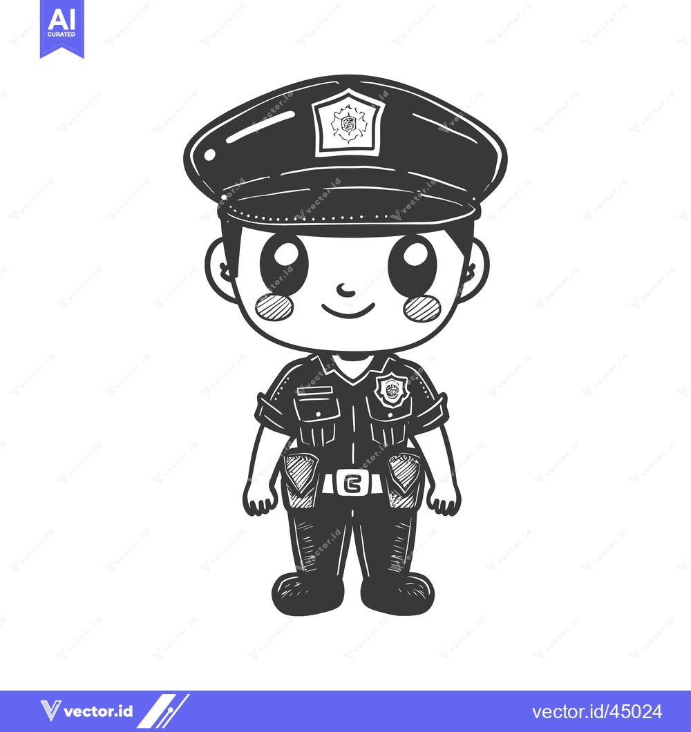 Premium Vector dari Hand-drawn illustration of a cute cartoon police officer