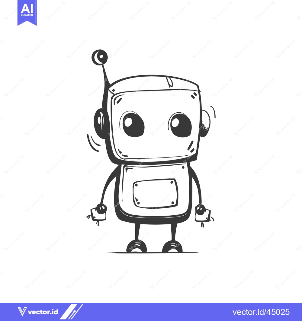 Premium Vector dari Hand-Drawn Illustration of a Cute Cartoon Robot