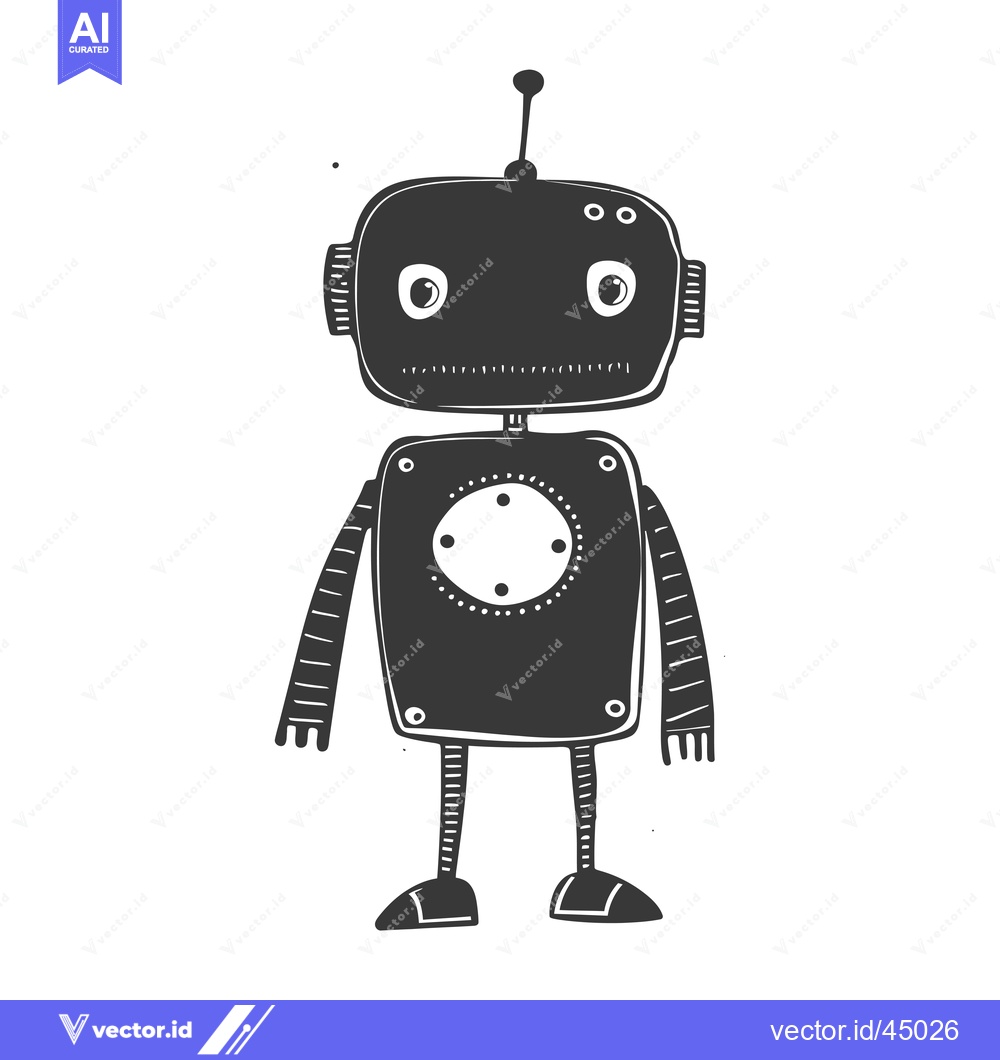 Premium Vector of Hand-drawn illustration of a cute cartoon robot