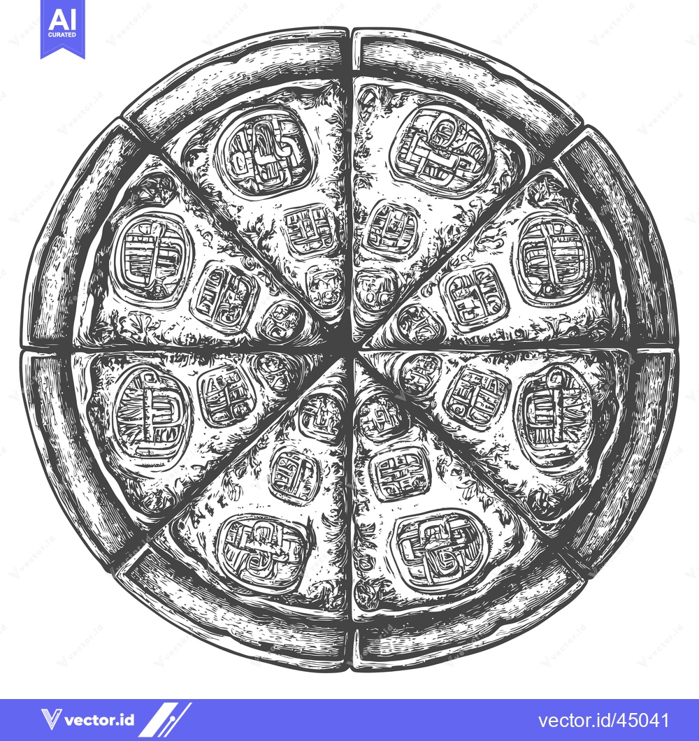 Premium Vector dari Hand-Drawn Illustration of a Cut Pizza with Toppings