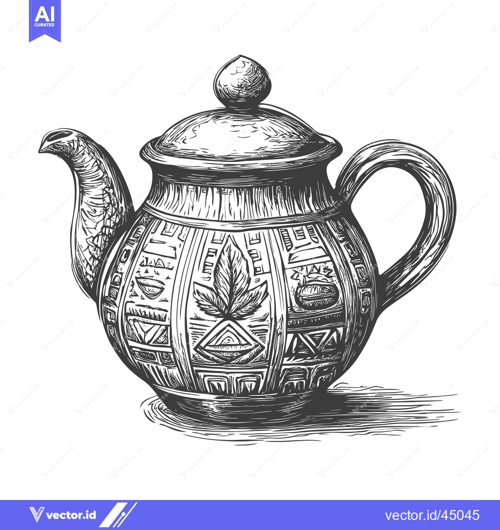 Premium Vector of Hand-Drawn Illustration of a Decorated Teapot