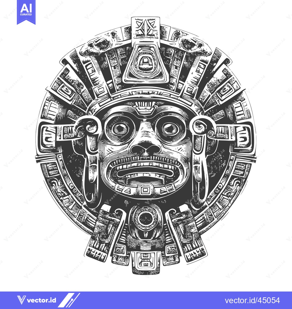 Premium Vector of Hand-Drawn Illustration of a Detailed Aztec Mask