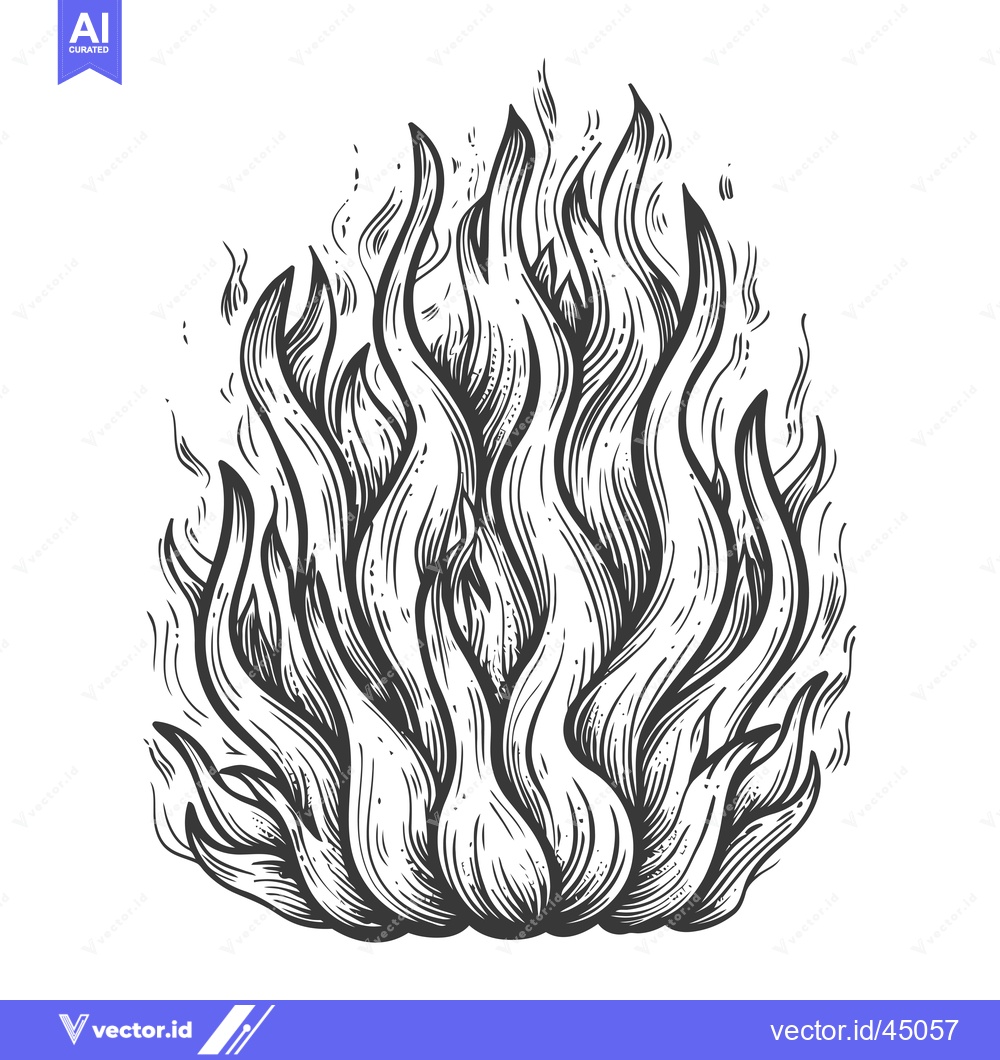 Premium Vector of Hand-drawn Illustration of a Detailed Fire Flame