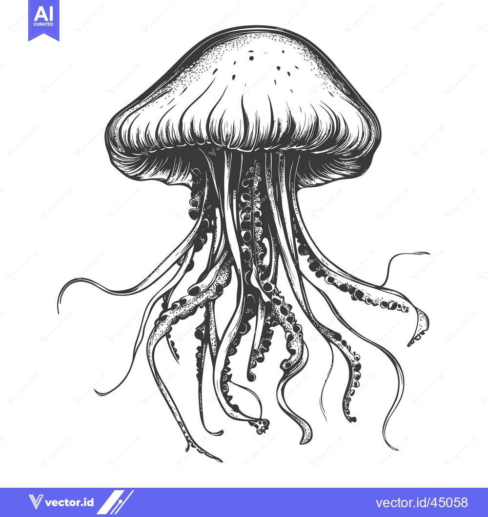 Premium Vector dari Hand-Drawn Illustration of a Detailed Jellyfish