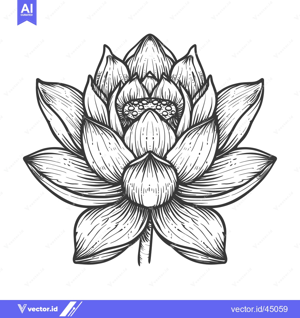 Premium Vector dari Hand-drawn Illustration of a Detailed Lotus Flower