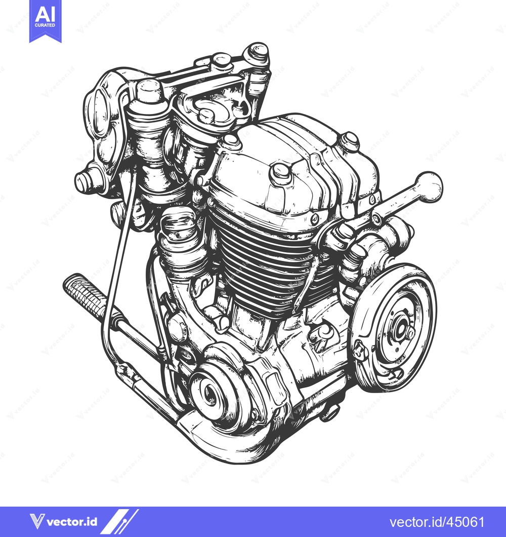 Premium Vector dari Hand-Drawn Illustration of a Detailed Motorcycle Engine