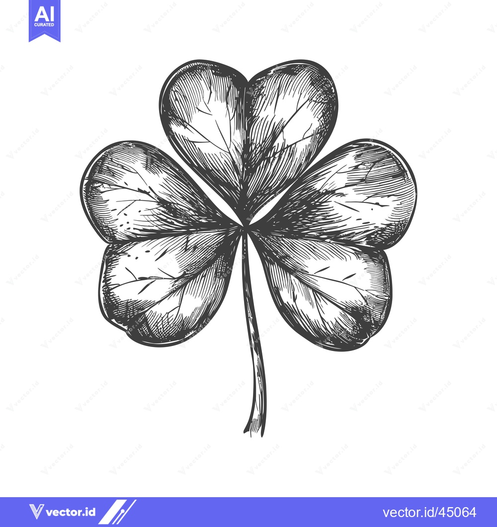 Premium Vector dari Hand-drawn illustration of a detailed three-leaf clover