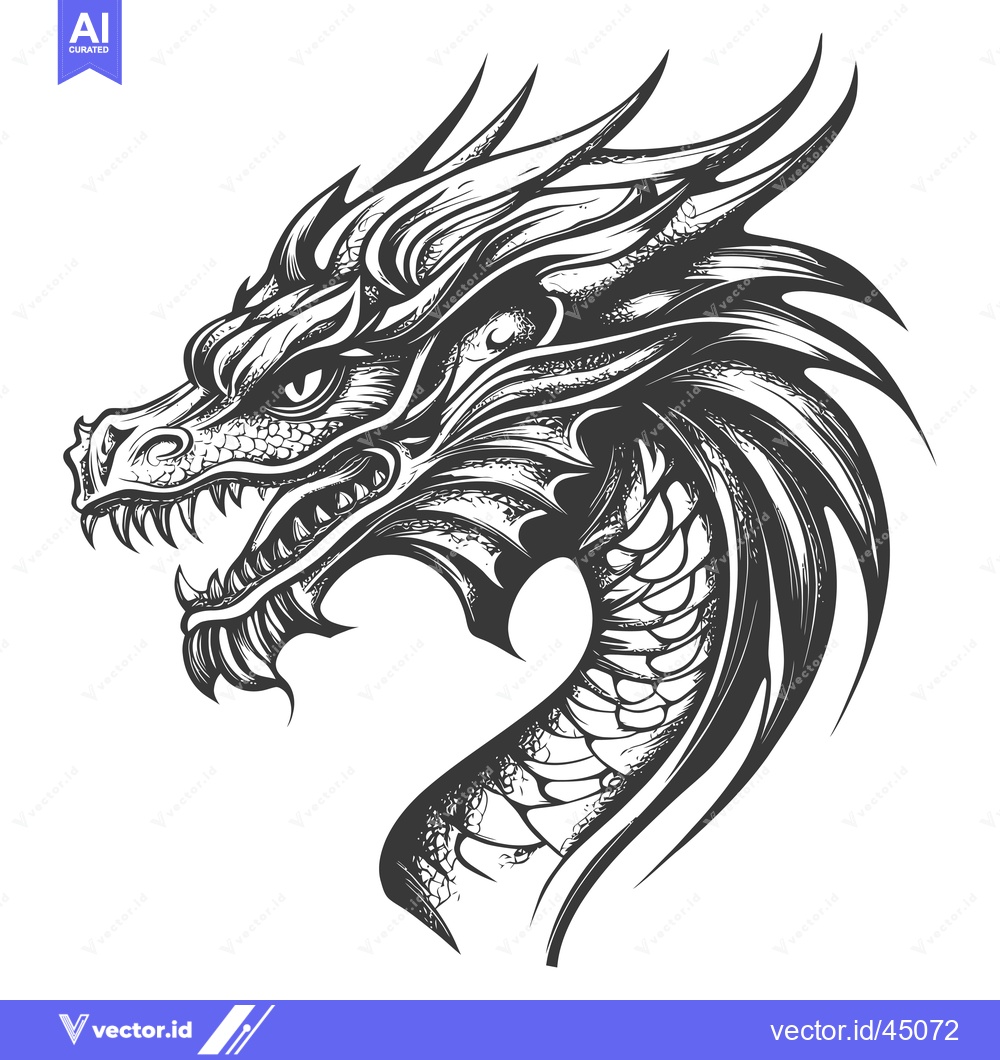 Premium Vector dari Hand-drawn Illustration of a Dragon's Head
