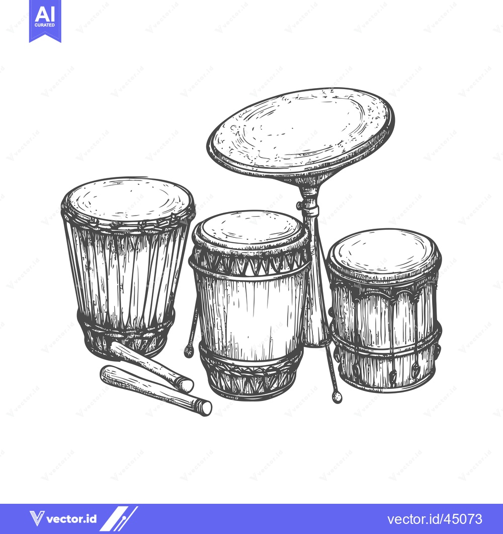 Premium Vector dari Hand-drawn illustration of a drum set with sticks