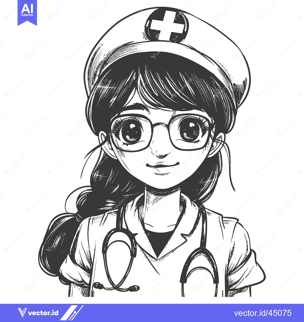 Premium Vector dari Hand-drawn Illustration of a Female Doctor with a Stethoscope