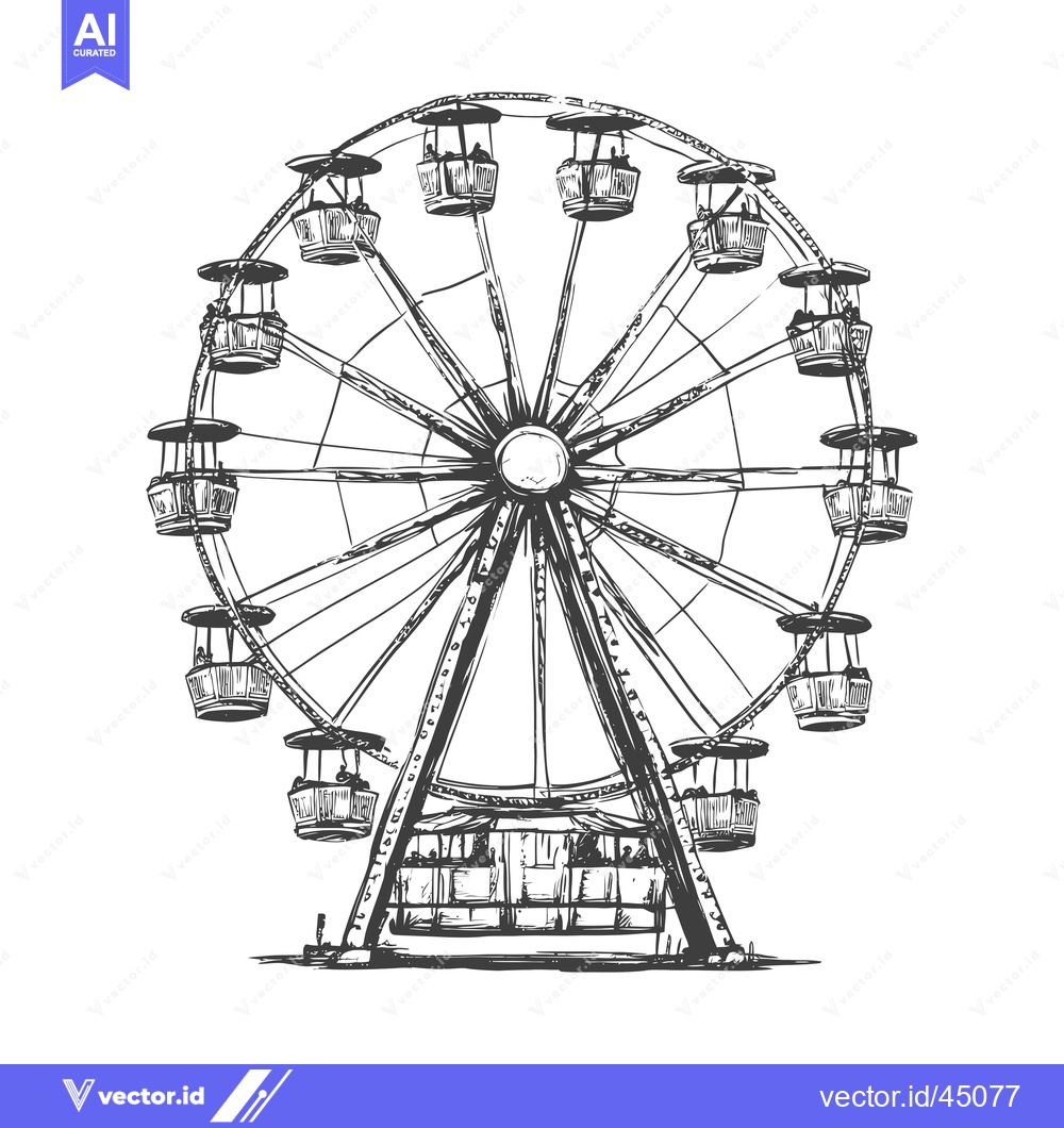 Premium Vector of Hand-drawn illustration of a Ferris wheel with gondolas