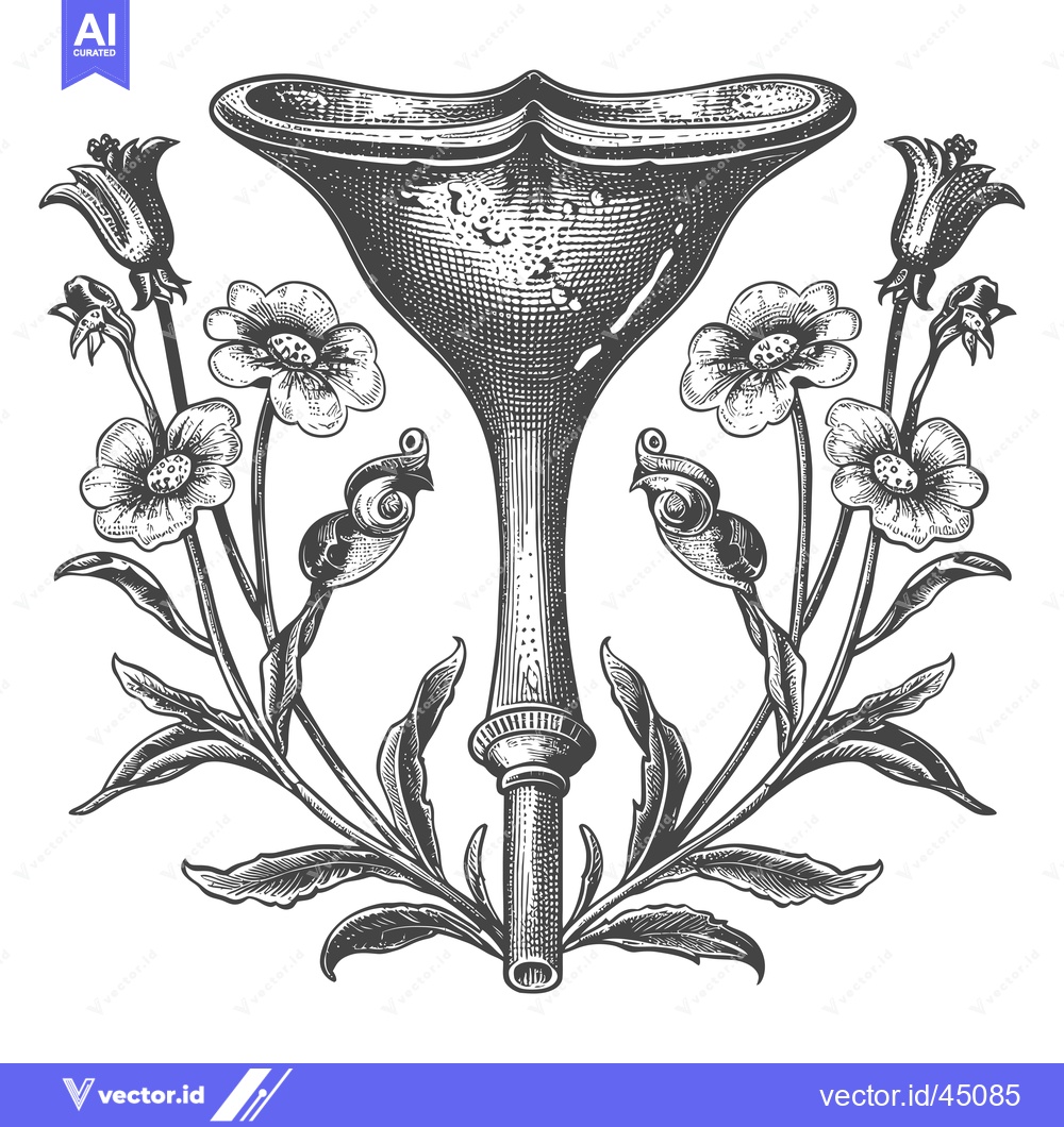 Premium Vector of Hand-drawn Illustration of a Flower Arrangement with a Trumpet-shaped