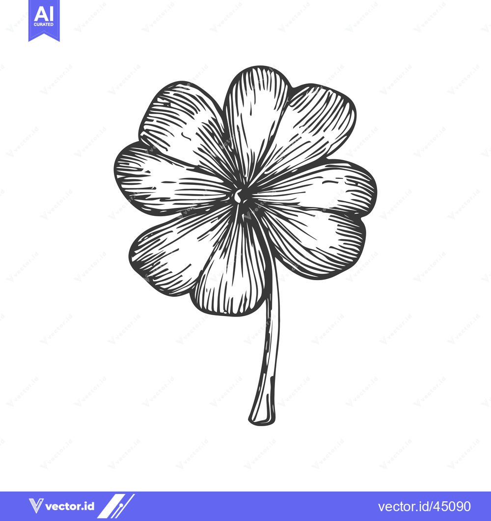 Premium Vector of Hand-Drawn Illustration of a Four-Leaf Clover