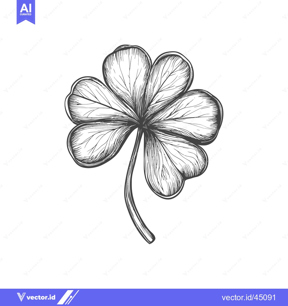 Premium Vector of Hand-Drawn Illustration of a Four-Leaf Clover