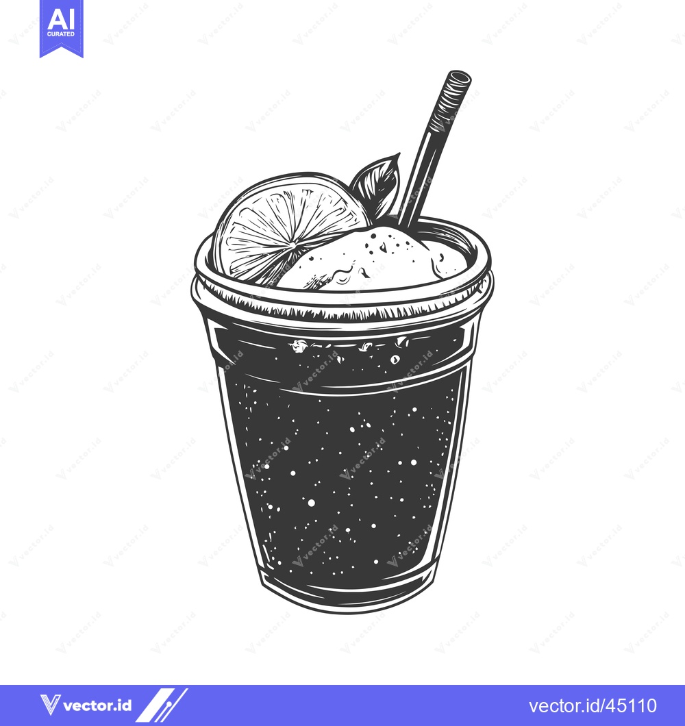 Premium Vector dari Hand-drawn illustration of a glass of iced tea with a lemon wedge and