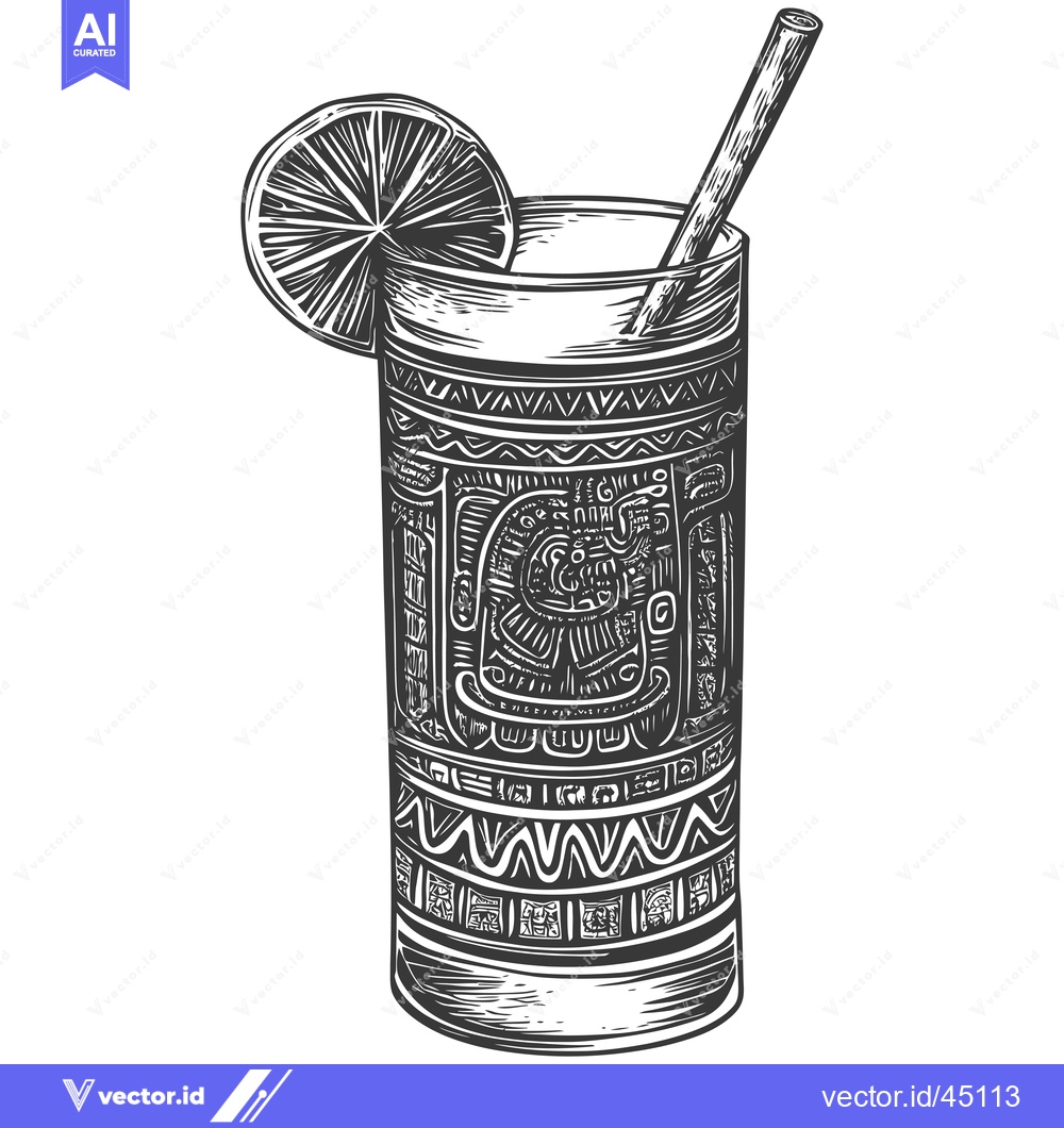 Premium Vector of Hand-drawn illustration of a glass with a straw and a lime wedge