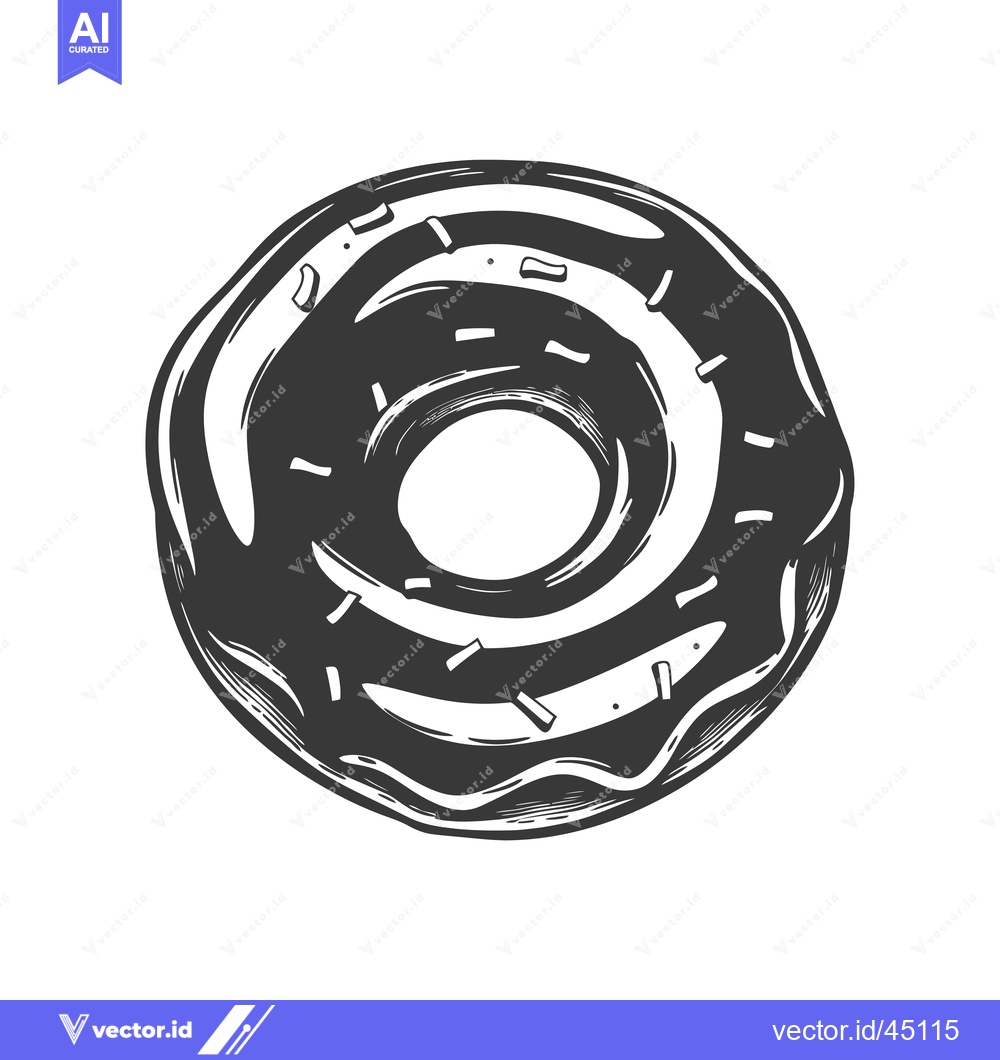 Premium Vector dari Hand-Drawn Illustration of a Glazed Donut with Sprinkles