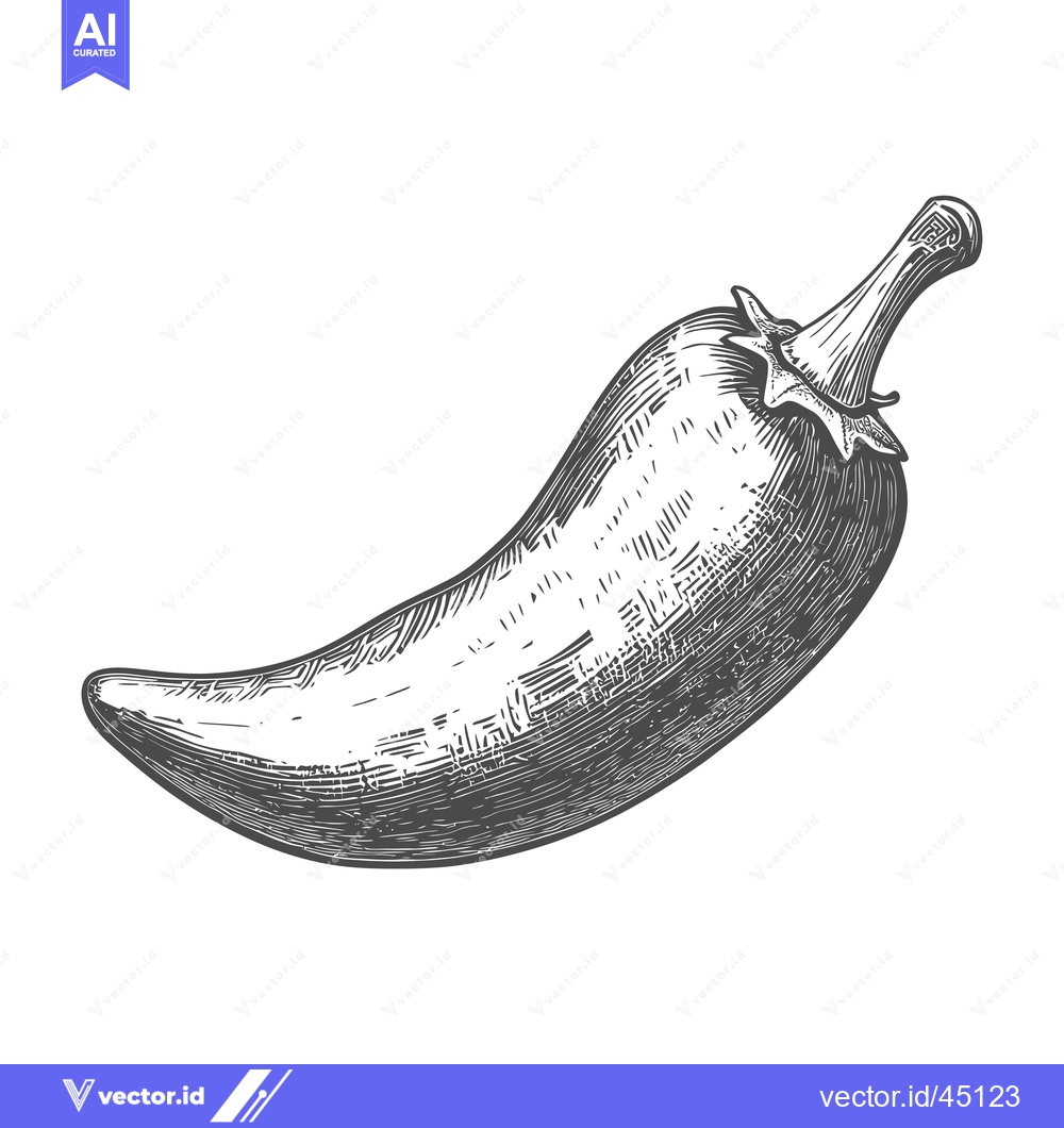 Premium Vector of Hand-drawn Illustration of a Green Chili Pepper