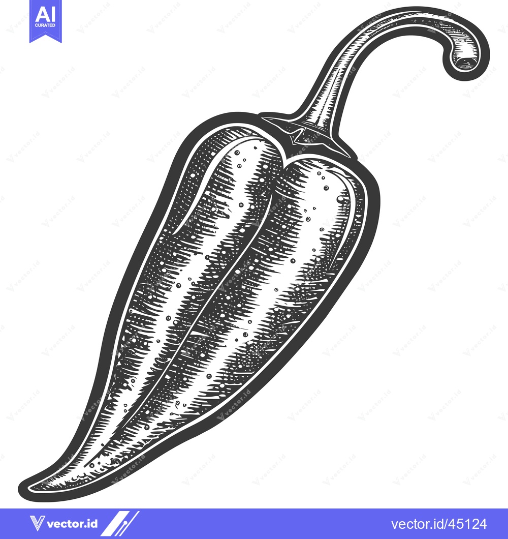 Premium Vector dari Hand-drawn Illustration of a Green Chili Pepper