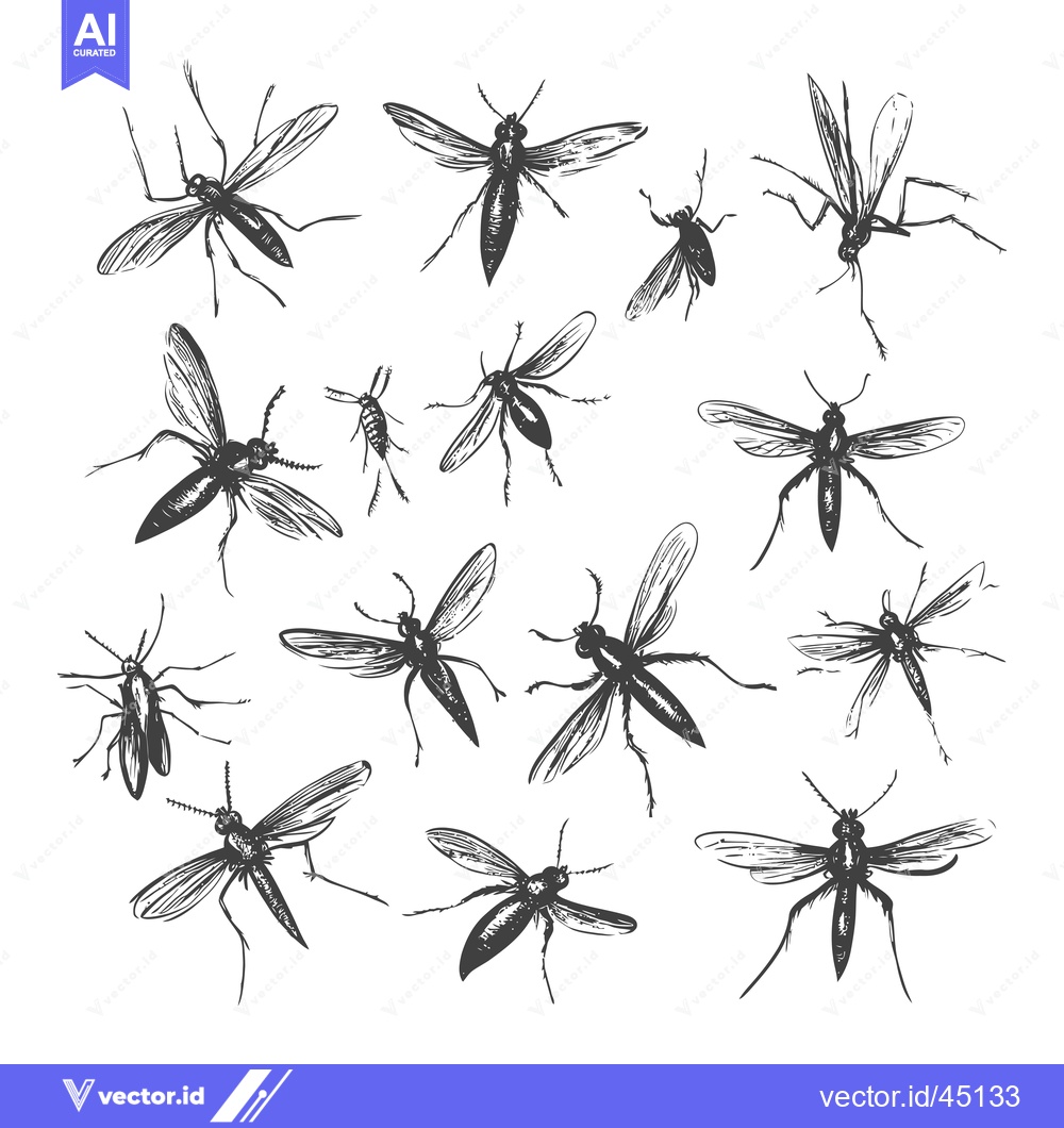Premium Vector dari Hand-drawn Illustration of a Group of Mosquitoes