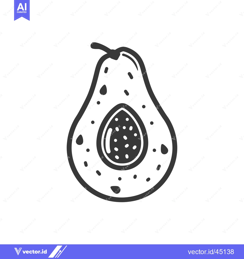 Premium Vector dari Hand-Drawn Illustration of a Halved Avocado with a Pit