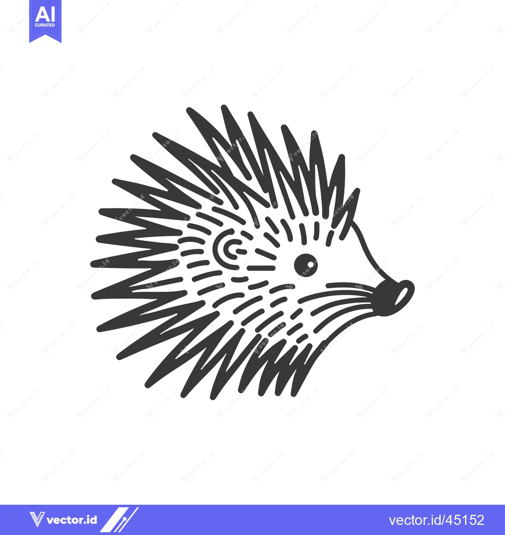 Premium Vector dari Hand-drawn illustration of a hedgehog's head with spikes