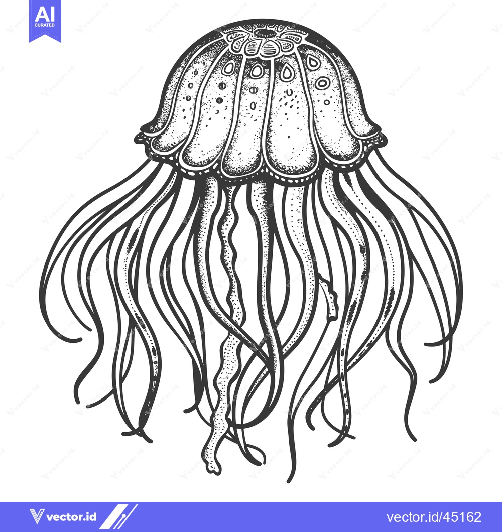Premium Vector dari Hand-Drawn Illustration of a Jellyfish with Tentacles