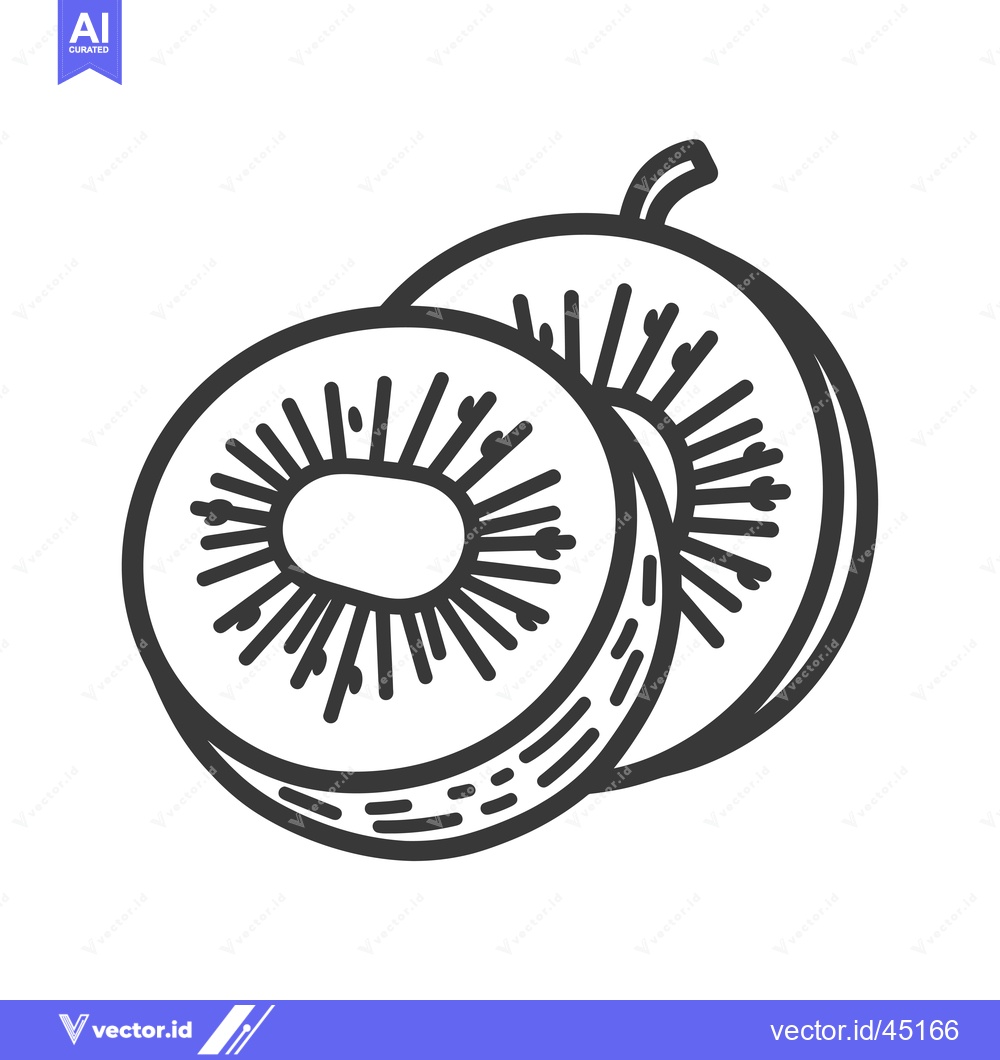 Premium Vector of Hand-drawn illustration of a kiwi fruit sliced in half