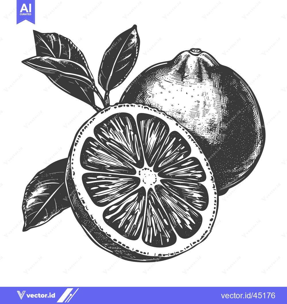 Premium Vector dari Hand-Drawn Illustration of a Lemon with Leaves