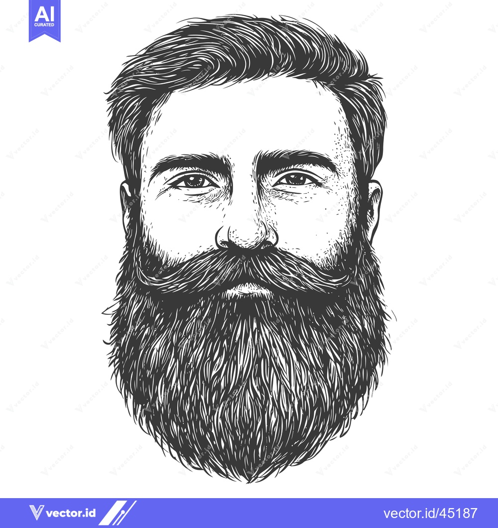 Premium Vector of Hand-drawn illustration of a man with a thick beard and mustache