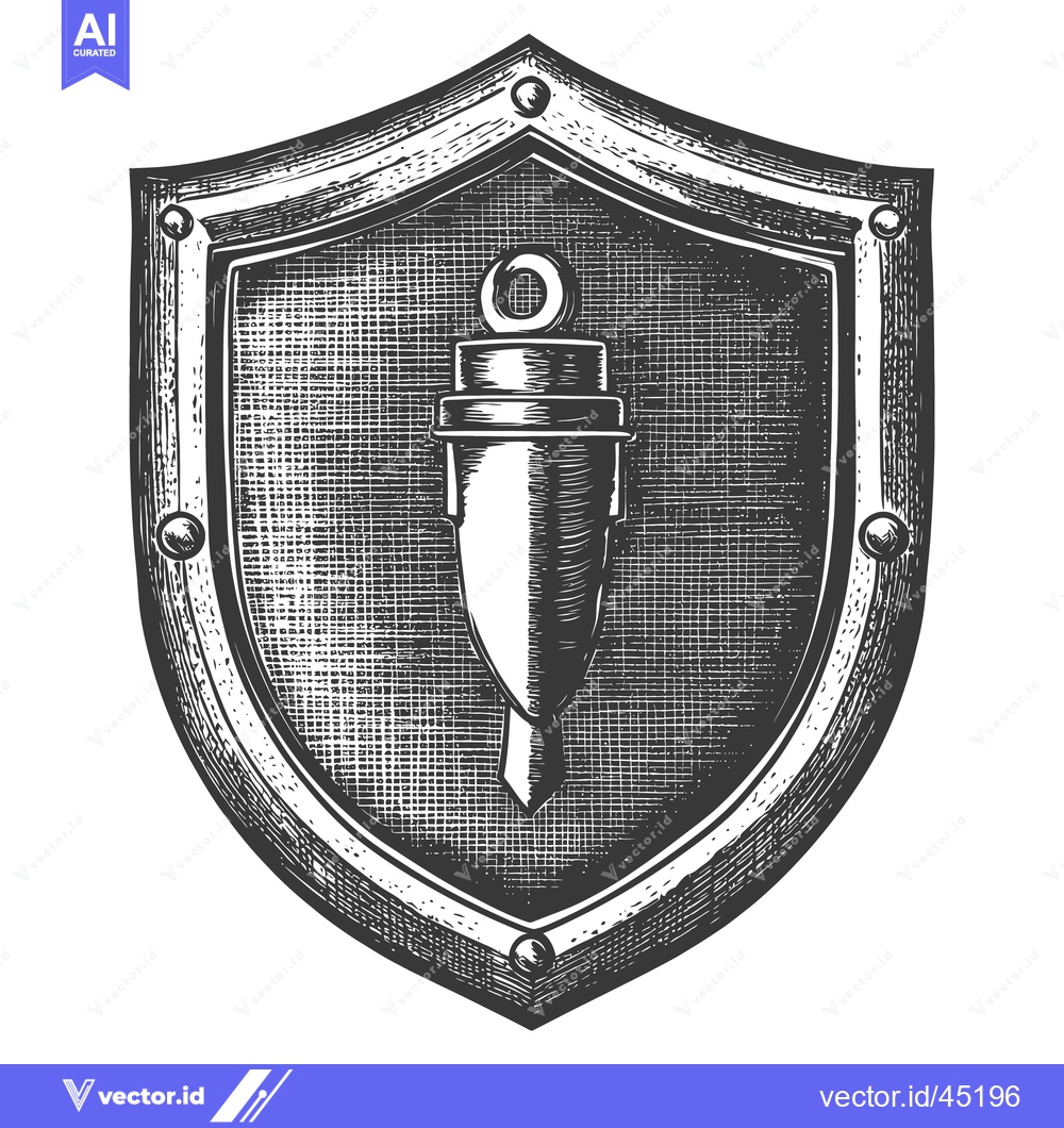 Premium Vector dari Hand-drawn Illustration of a Medieval Shield with a Weapon Inside