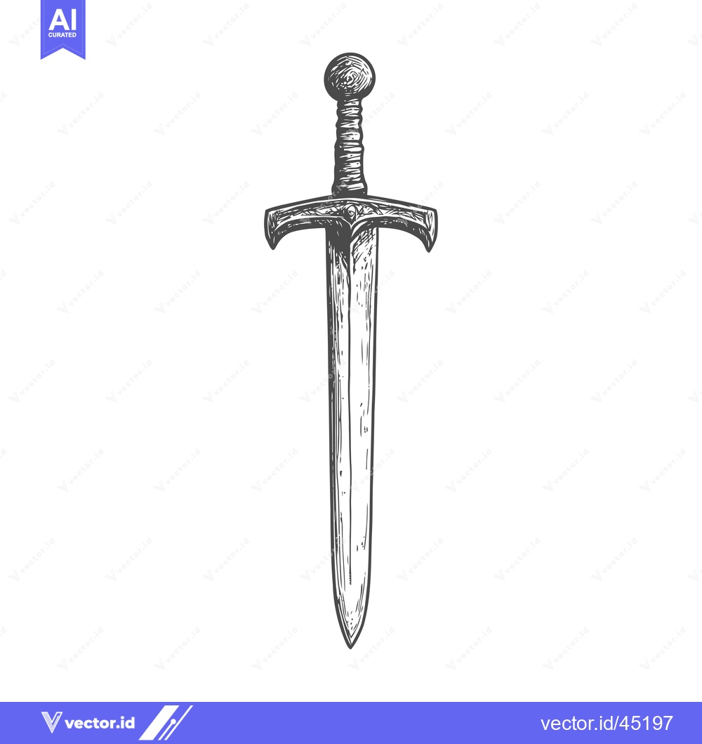 Premium Vector of Hand-drawn Illustration of a Medieval Sword