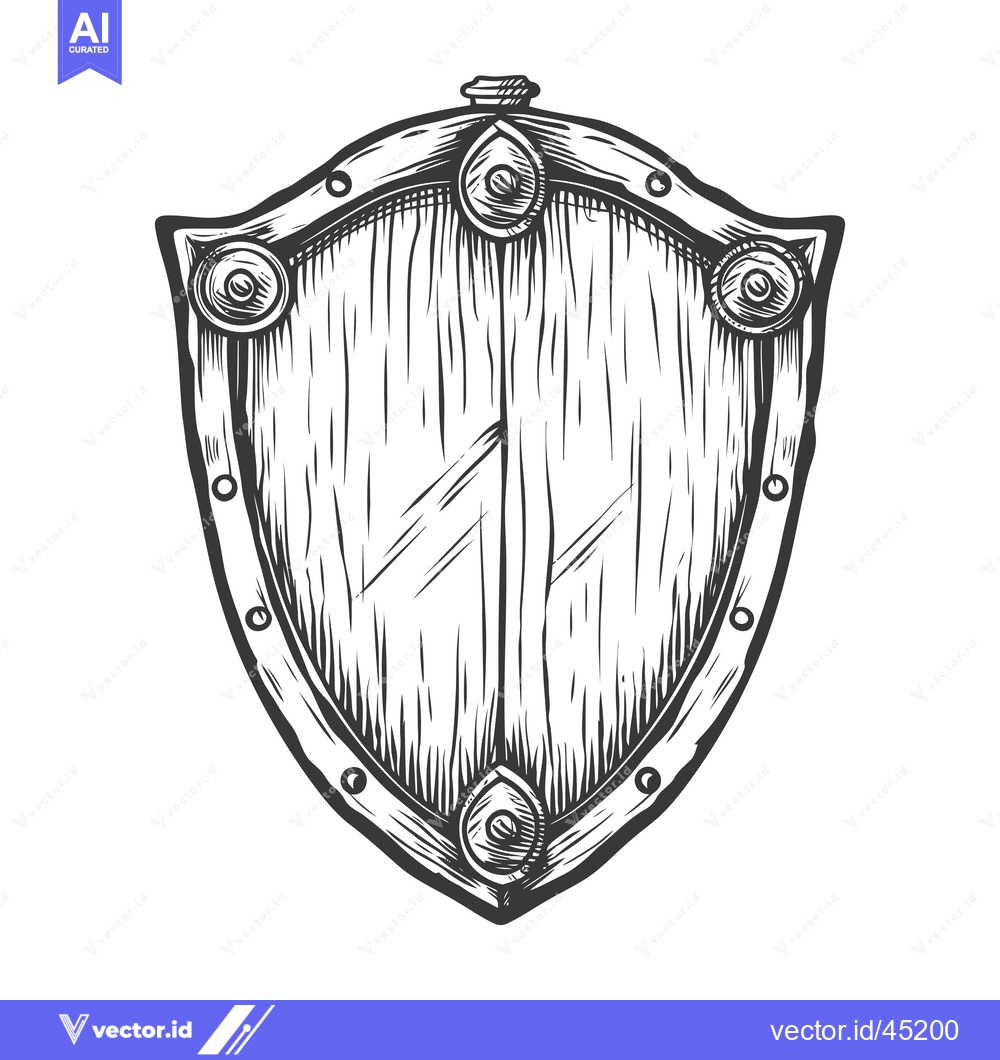 Premium Vector dari Hand-drawn illustration of a medieval wooden shield