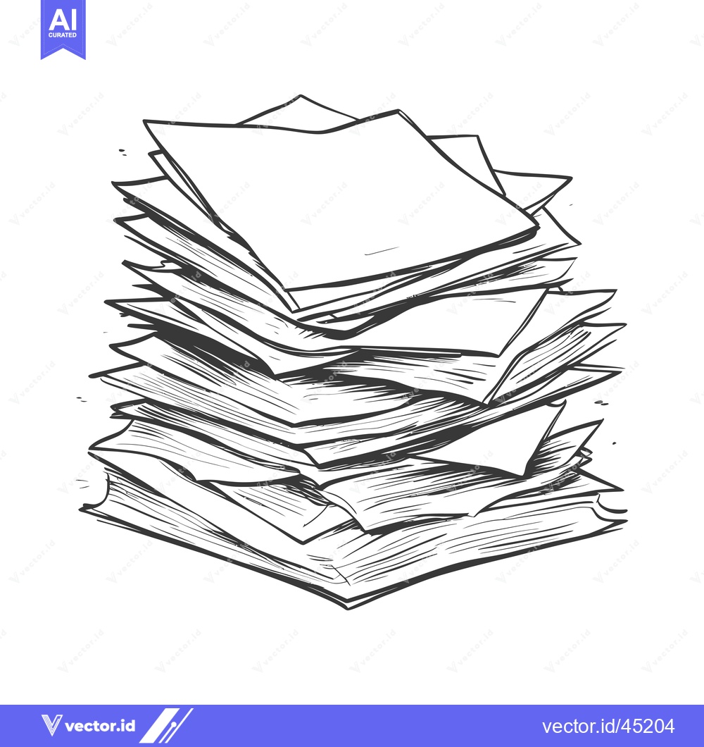 Premium Vector of Hand-drawn illustration of a messy stack of papers