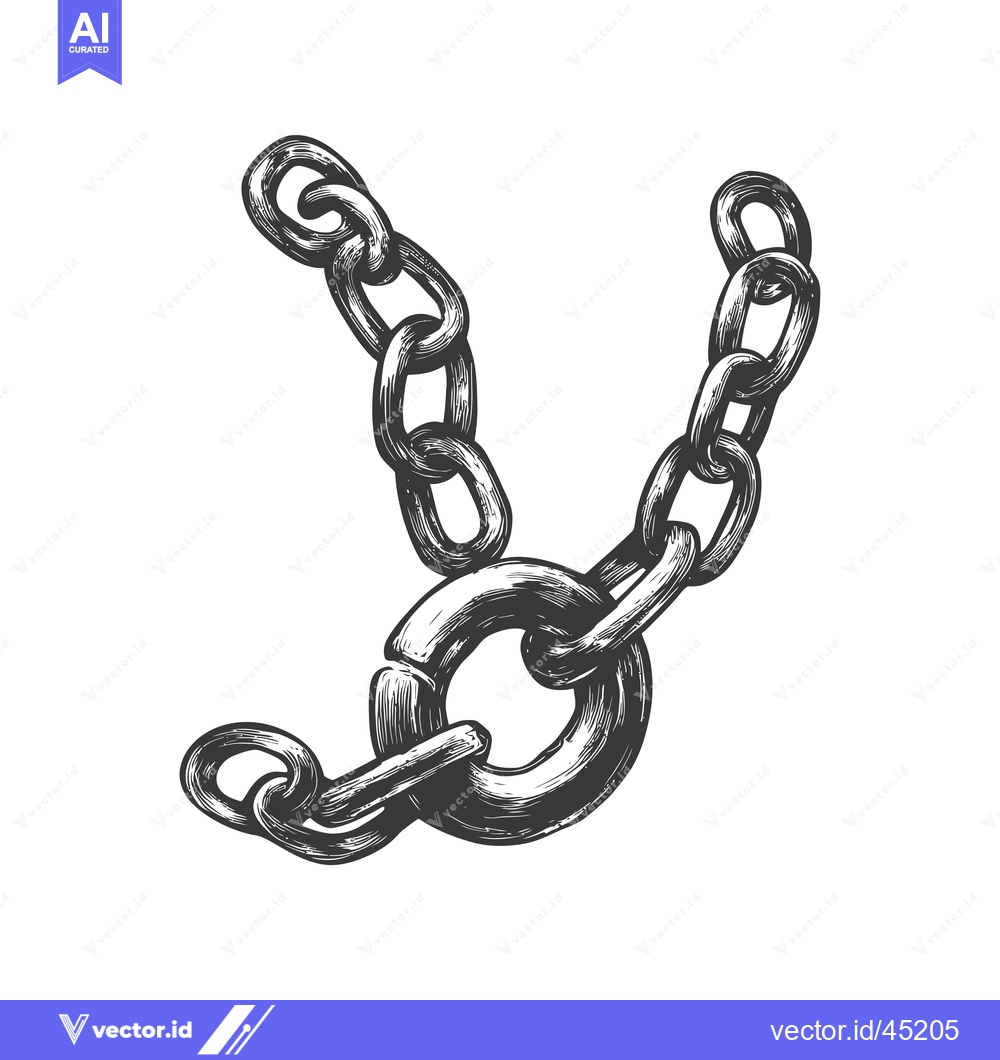 Premium Vector of Hand-drawn illustration of a metal chain with a ring
