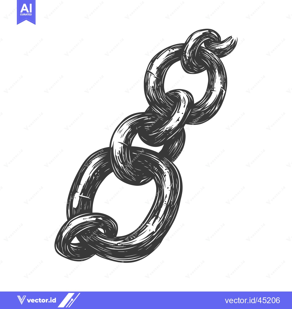 Premium Vector of Hand-Drawn Illustration of a Metal Chain with Knotted Links