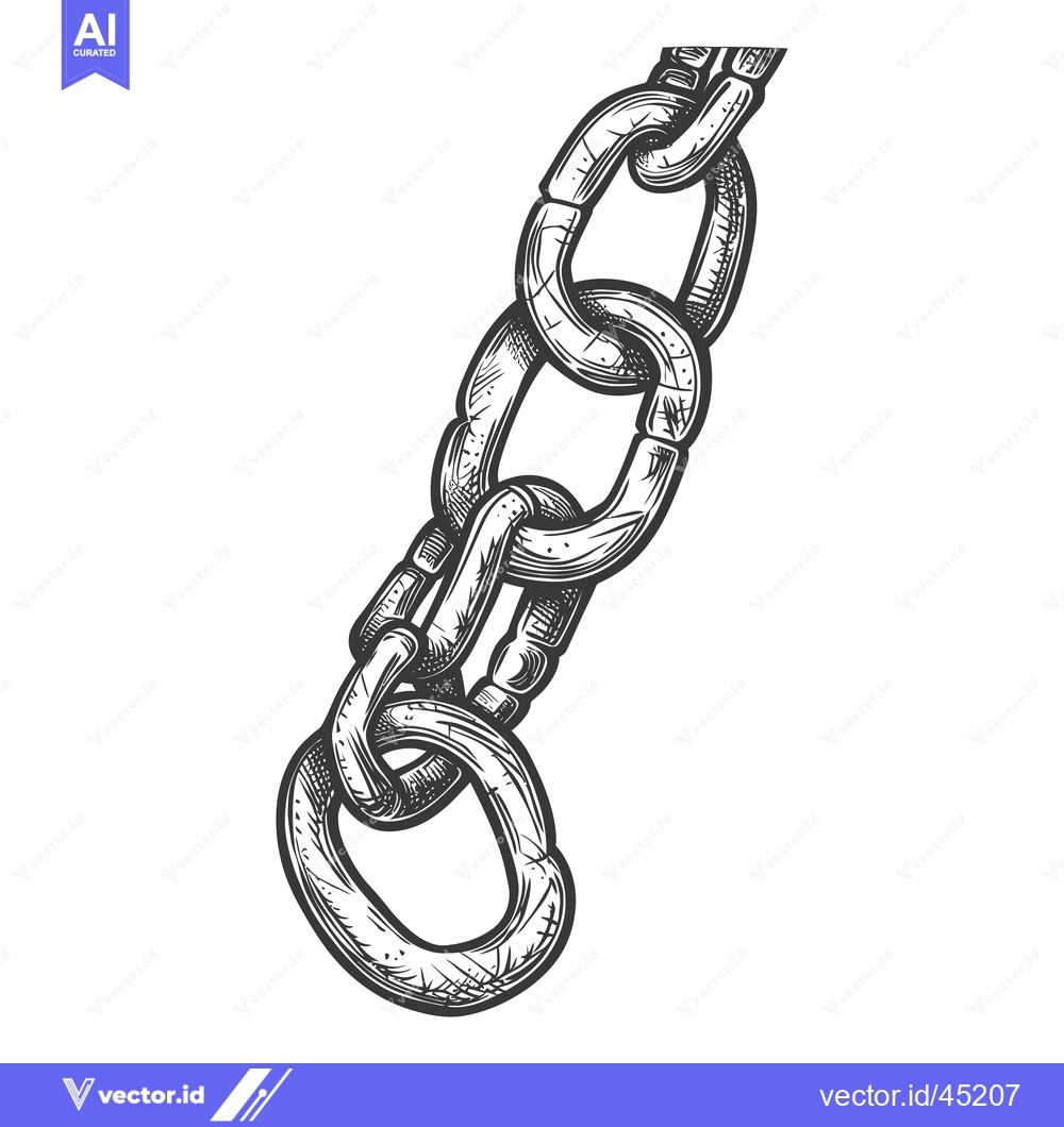 Premium Vector dari Hand-drawn illustration of a metal chain with textured detail