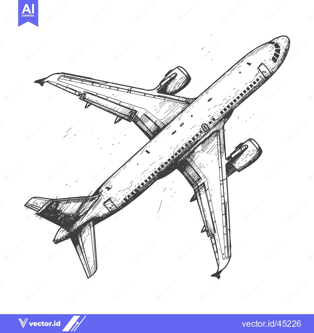 Premium Vector dari Hand-drawn illustration of an airplane in flight