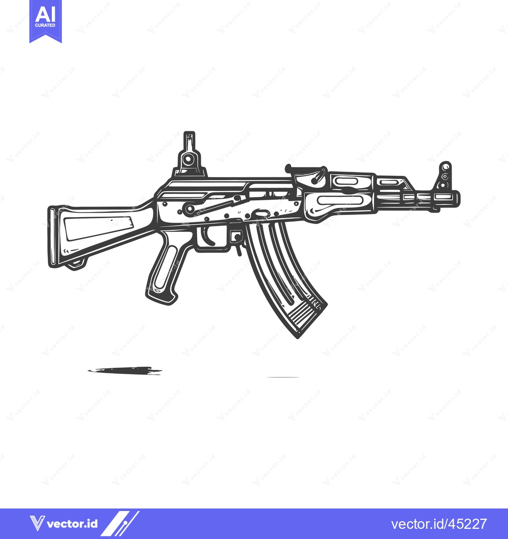 Premium Vector dari Hand-Drawn Illustration of an AK-47 Assault Rifle
