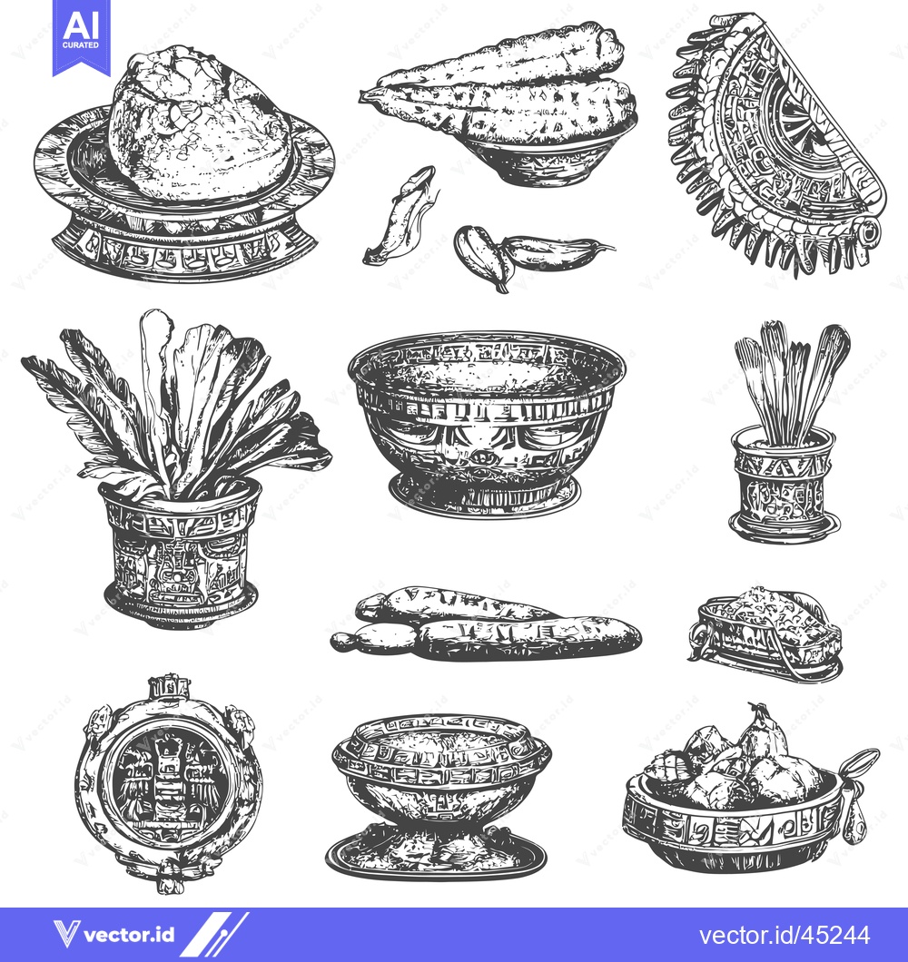Premium Vector dari Hand-Drawn Illustration of Ancient Mayan Artifacts