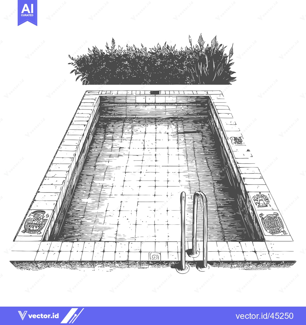 Premium Vector dari Hand-drawn Illustration of an Empty Swimming Pool with Ladders
